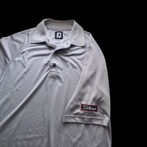 FootJoy FJ Titleist Polo Shirt Men Medium Grey Collared Performance Golf Preppy